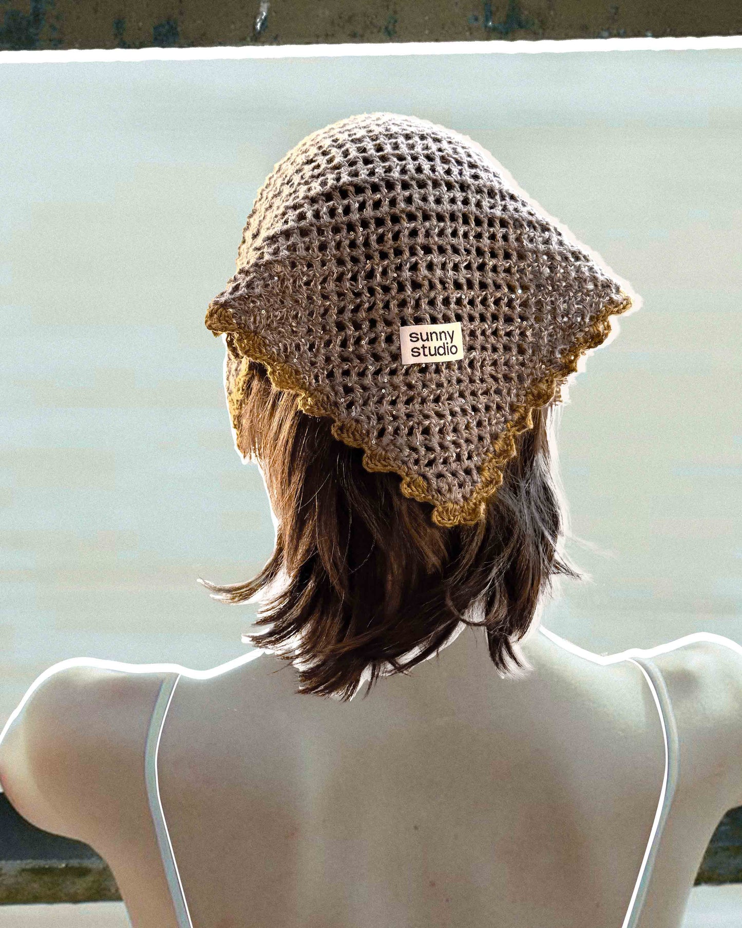 Handmade Crochet Bandana - Gray/Khaki